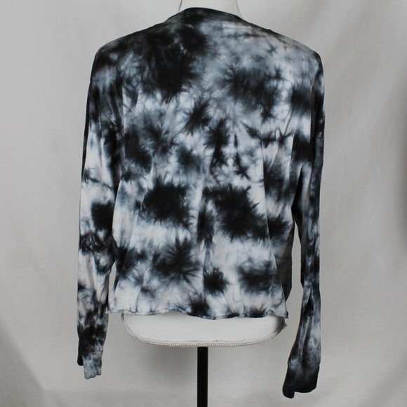 POLAROID T-Shirt Woman Size XXL Black Tie Dye Cropped Long Sleeve Rainbow Logo - Picture 6 of 11
